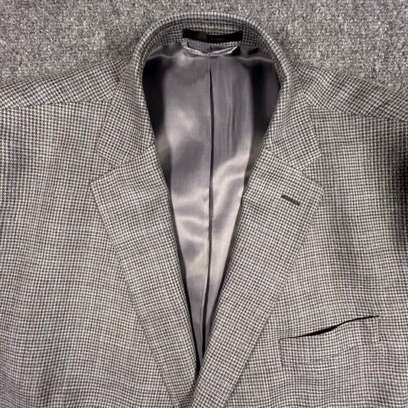 Lauren Ralph Lauren Blazer Silk Wool 48R Gray Two Button Single Vent Suit Jacket - Picture 2 of 13